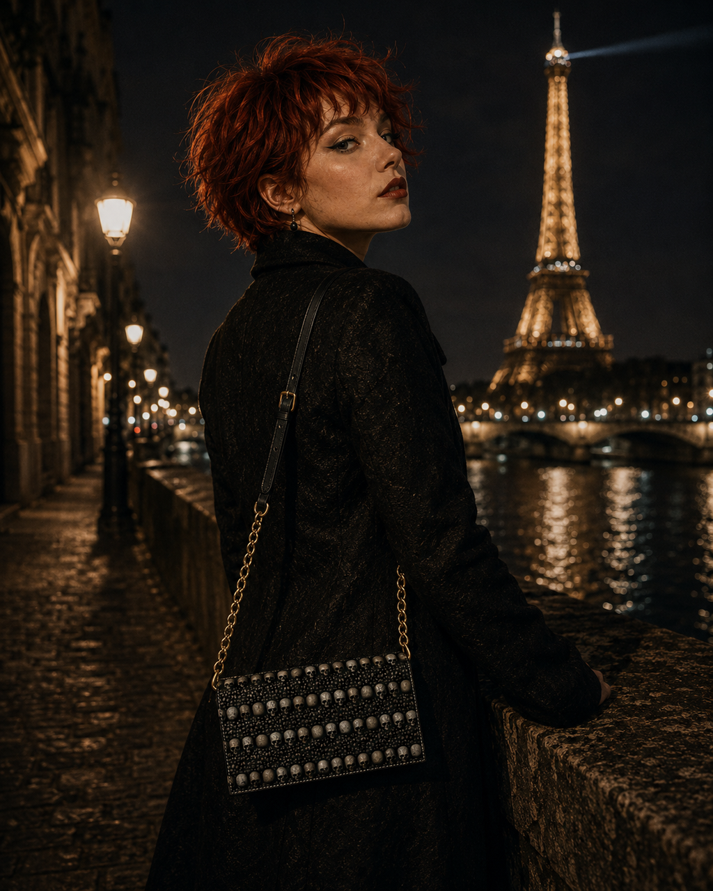 Limited Edition Whispers Beneath Paris Leather Convertible Evening bag