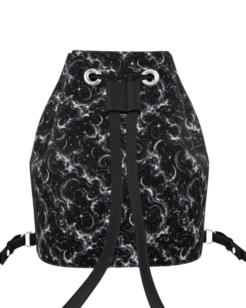 Final Refrain Drawstring Leather Bucket Backpack