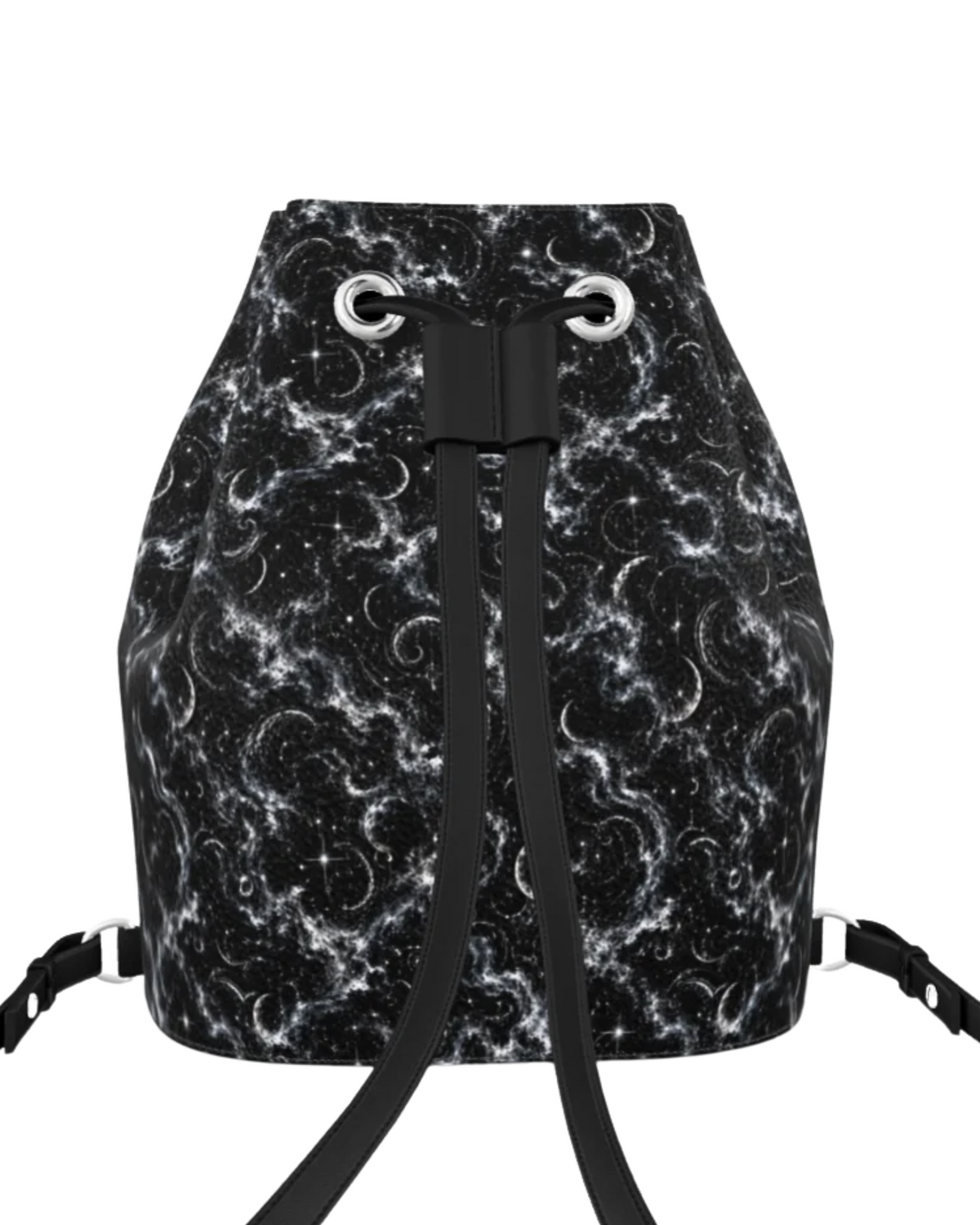 Final Refrain Drawstring Leather Bucket Backpack
