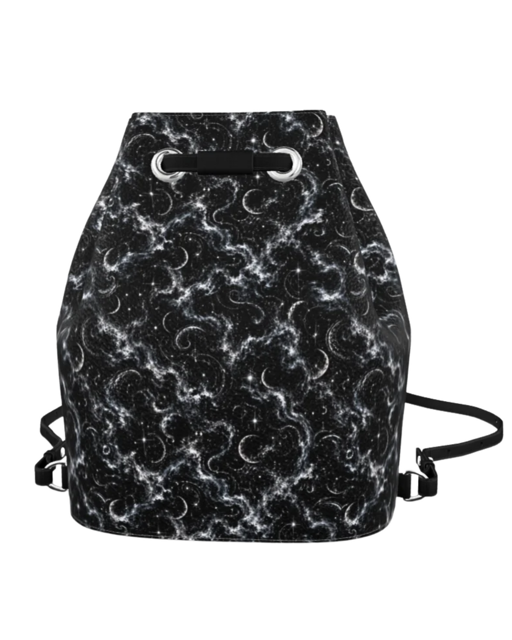 Final Refrain Drawstring Leather Bucket Backpack