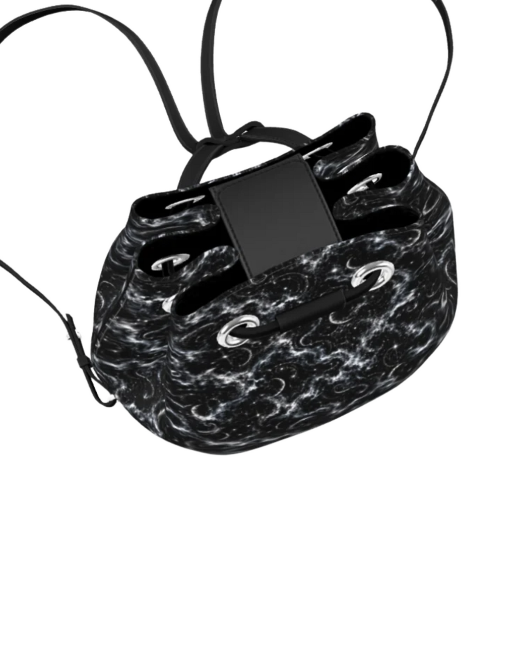 Final Refrain Drawstring Leather Bucket Backpack