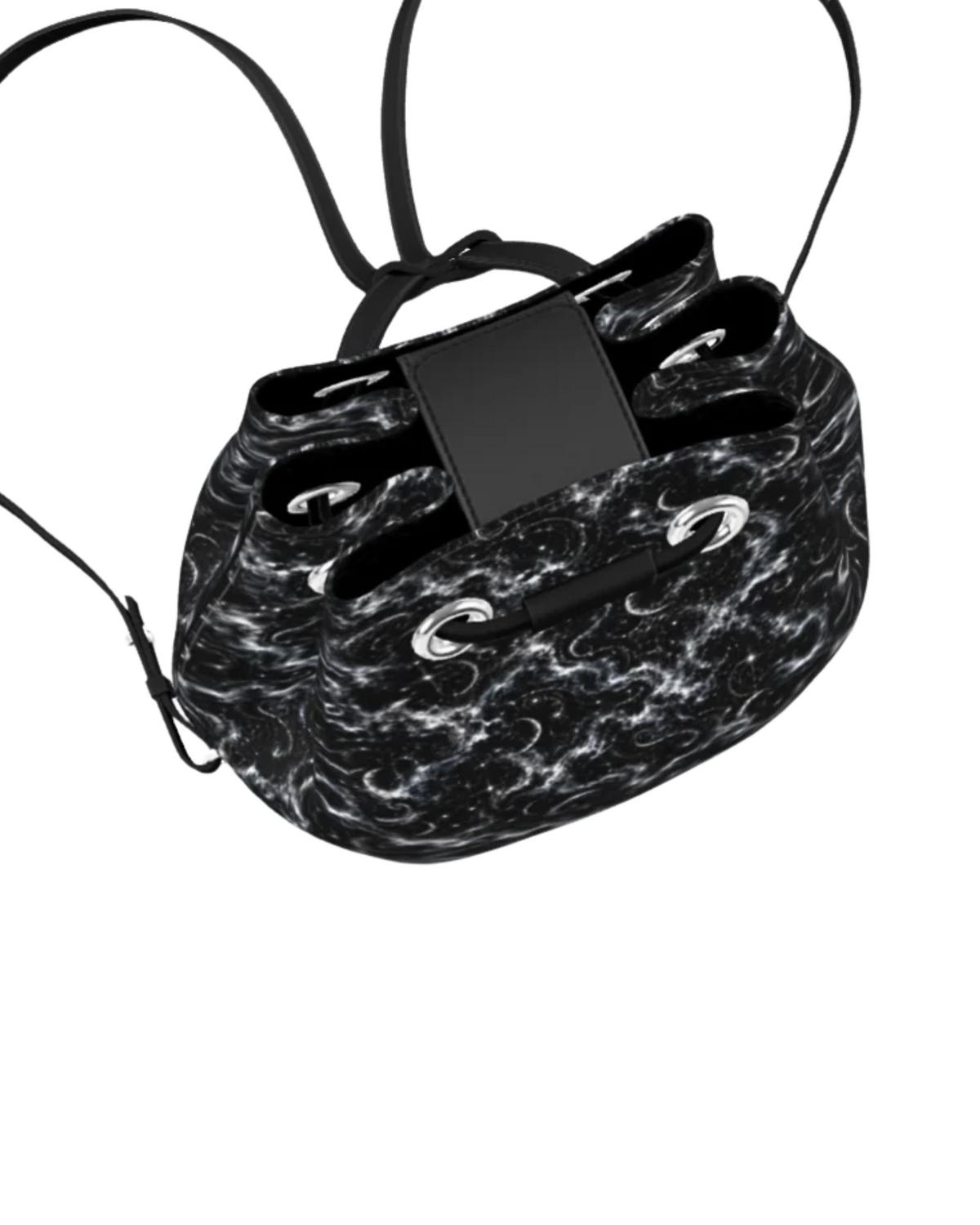 Final Refrain Drawstring Leather Bucket Backpack