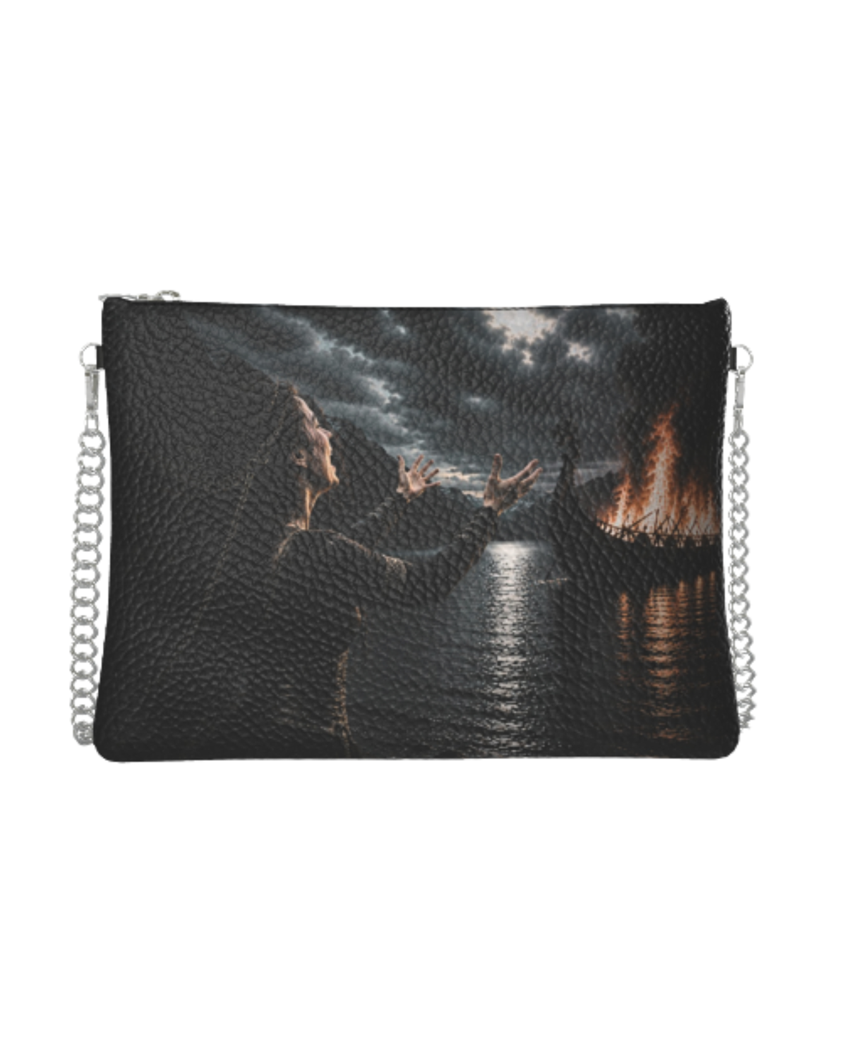 Norse Lament Leather Crossbody Bag With Removable Chain
