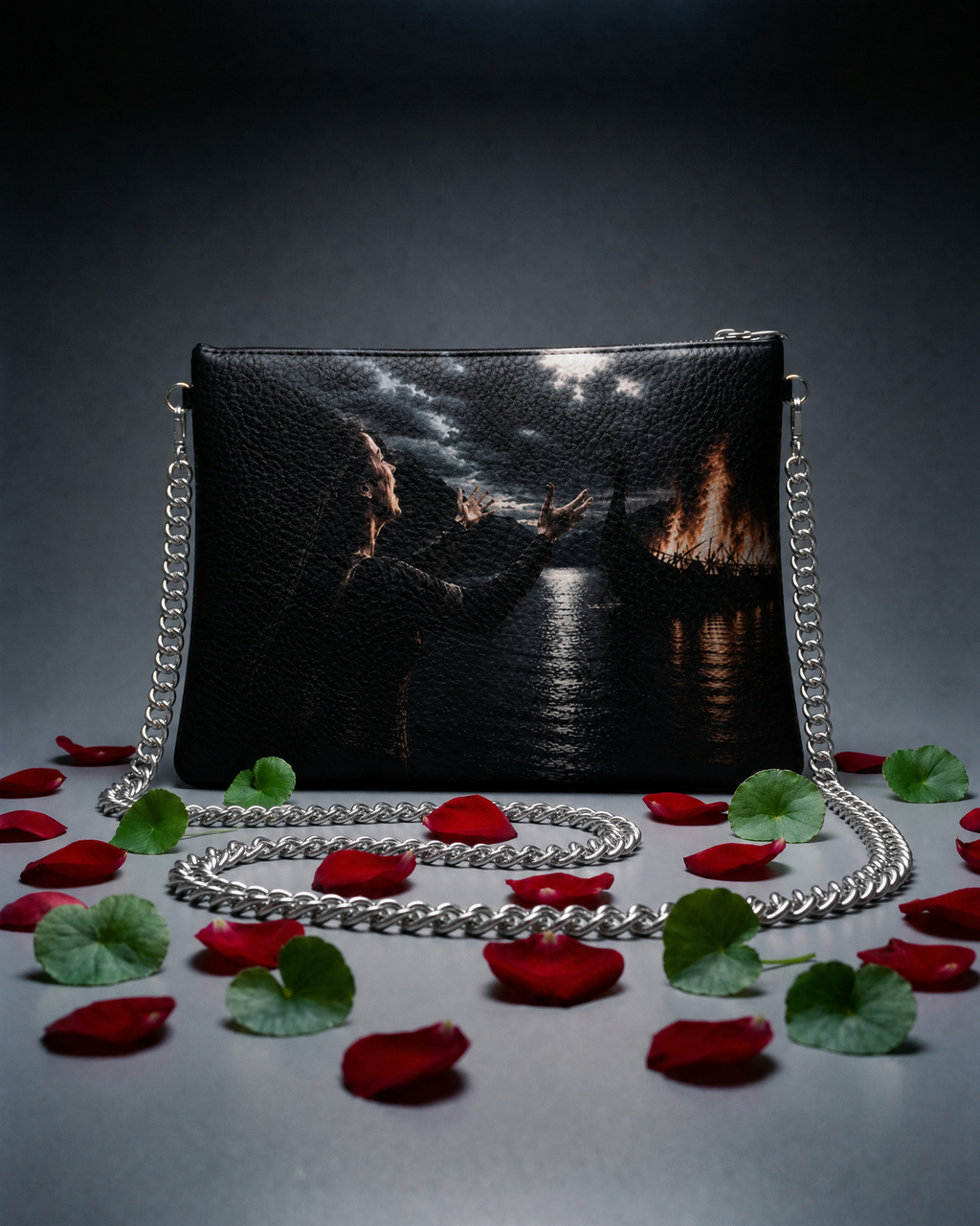 Norse Lament Leather Crossbody Bag With Removable Chain