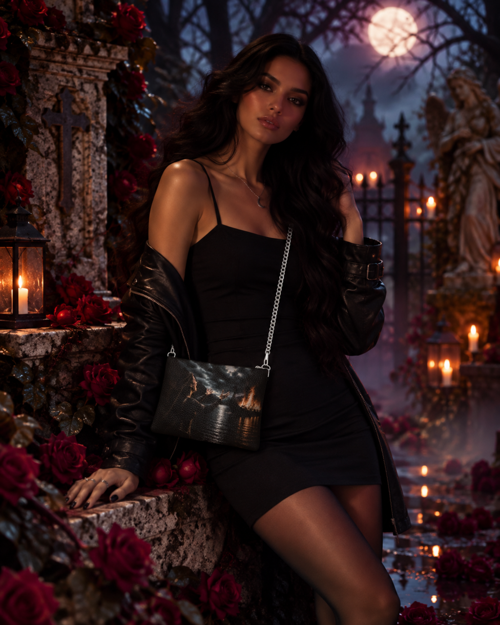 Norse Lament Leather Crossbody Bag With Removable Chain