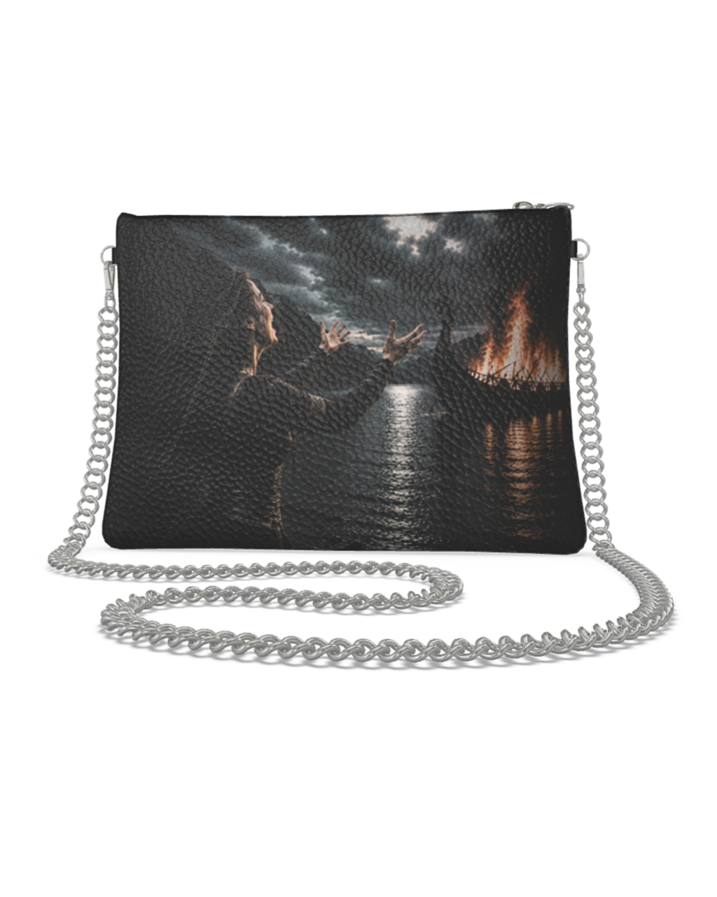 Norse Lament Leather Crossbody Bag With Removable Chain