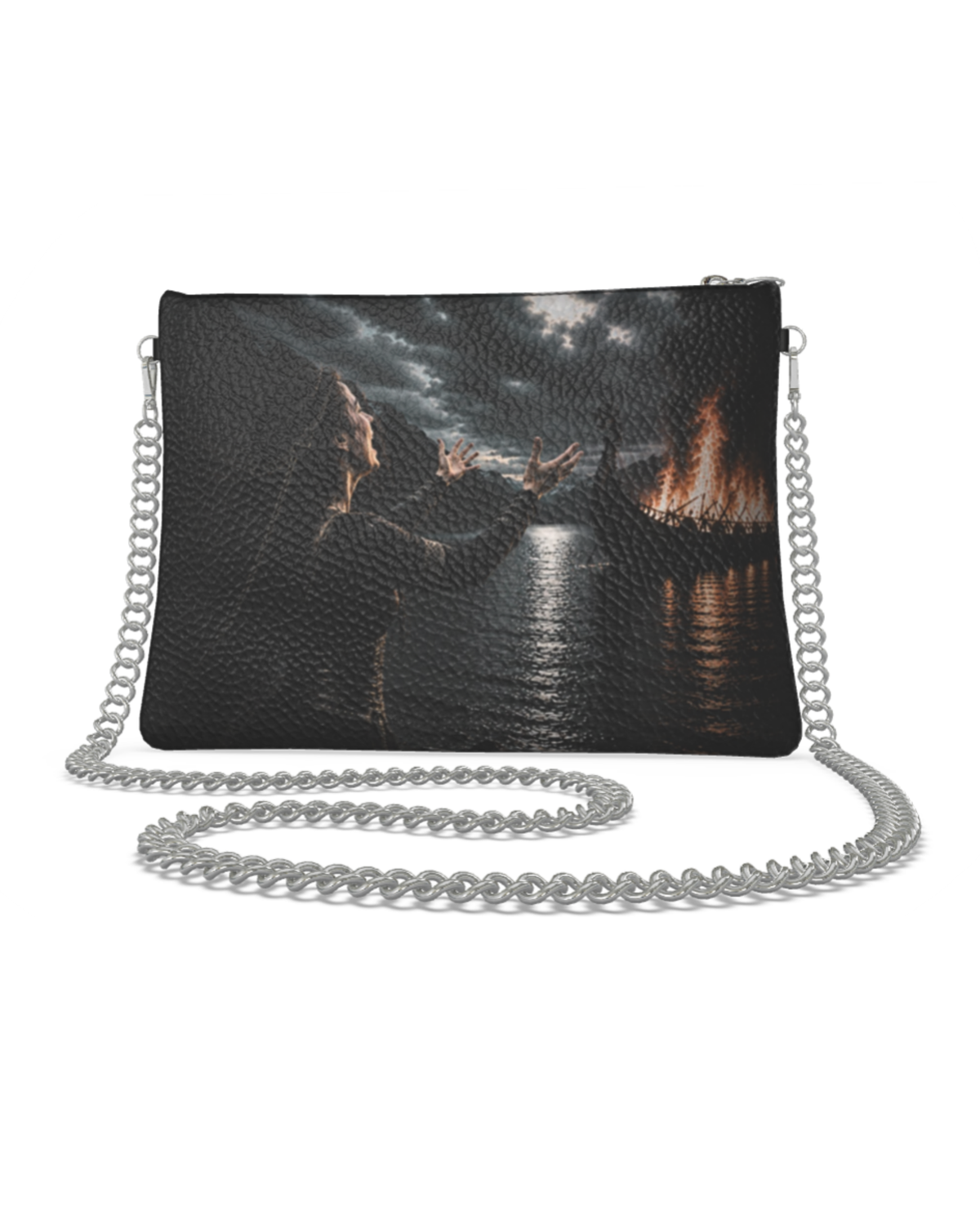 Norse Lament Leather Crossbody Bag With Removable Chain