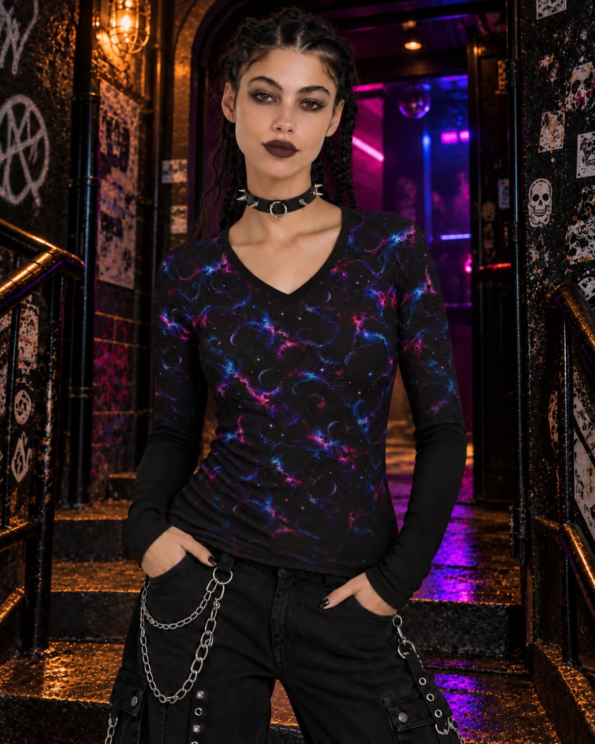 The Lurking Long Sleeve Slim Fit V-Neck T-Shirt