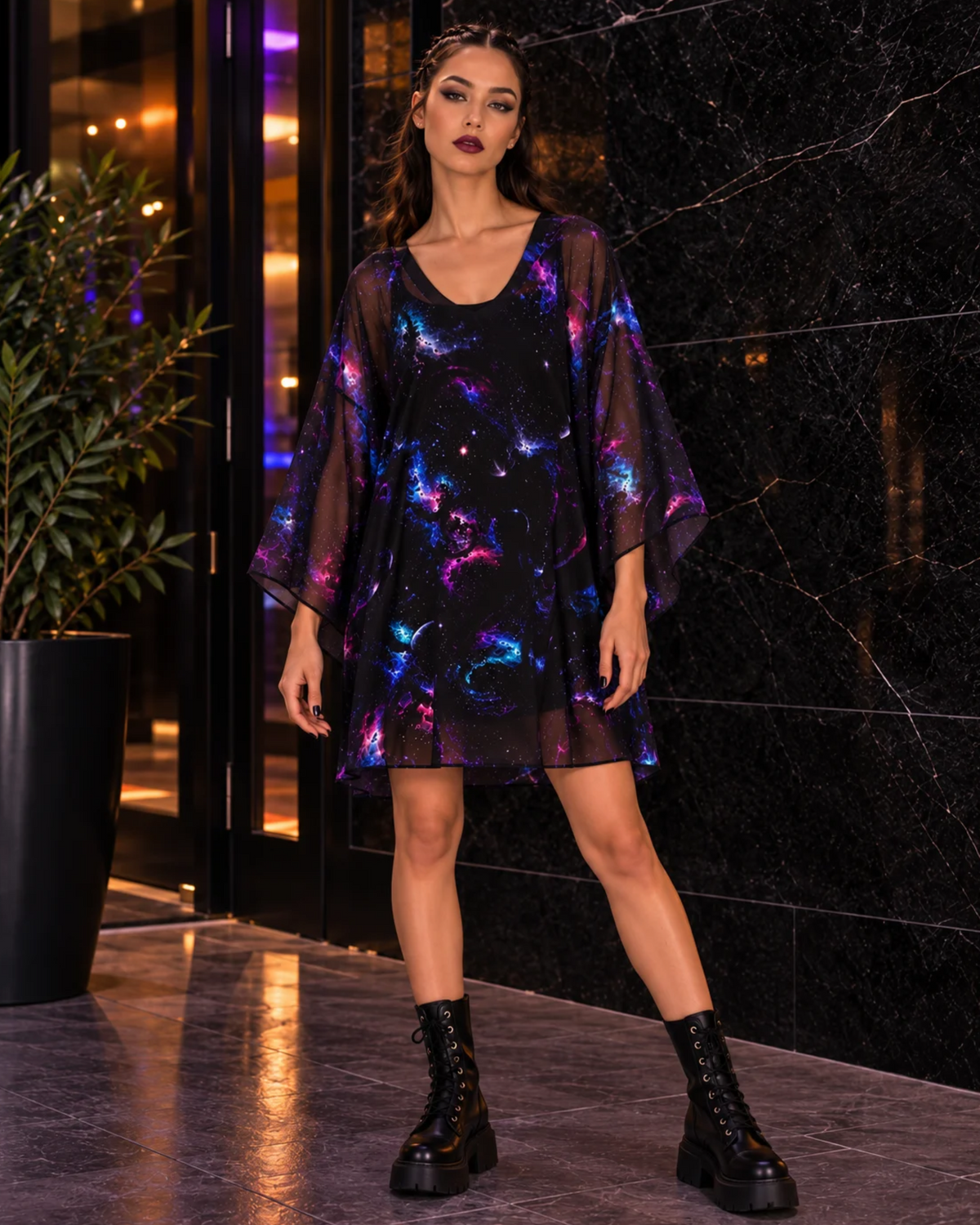 The Lurking Natural Silk Short Kaftan Dress