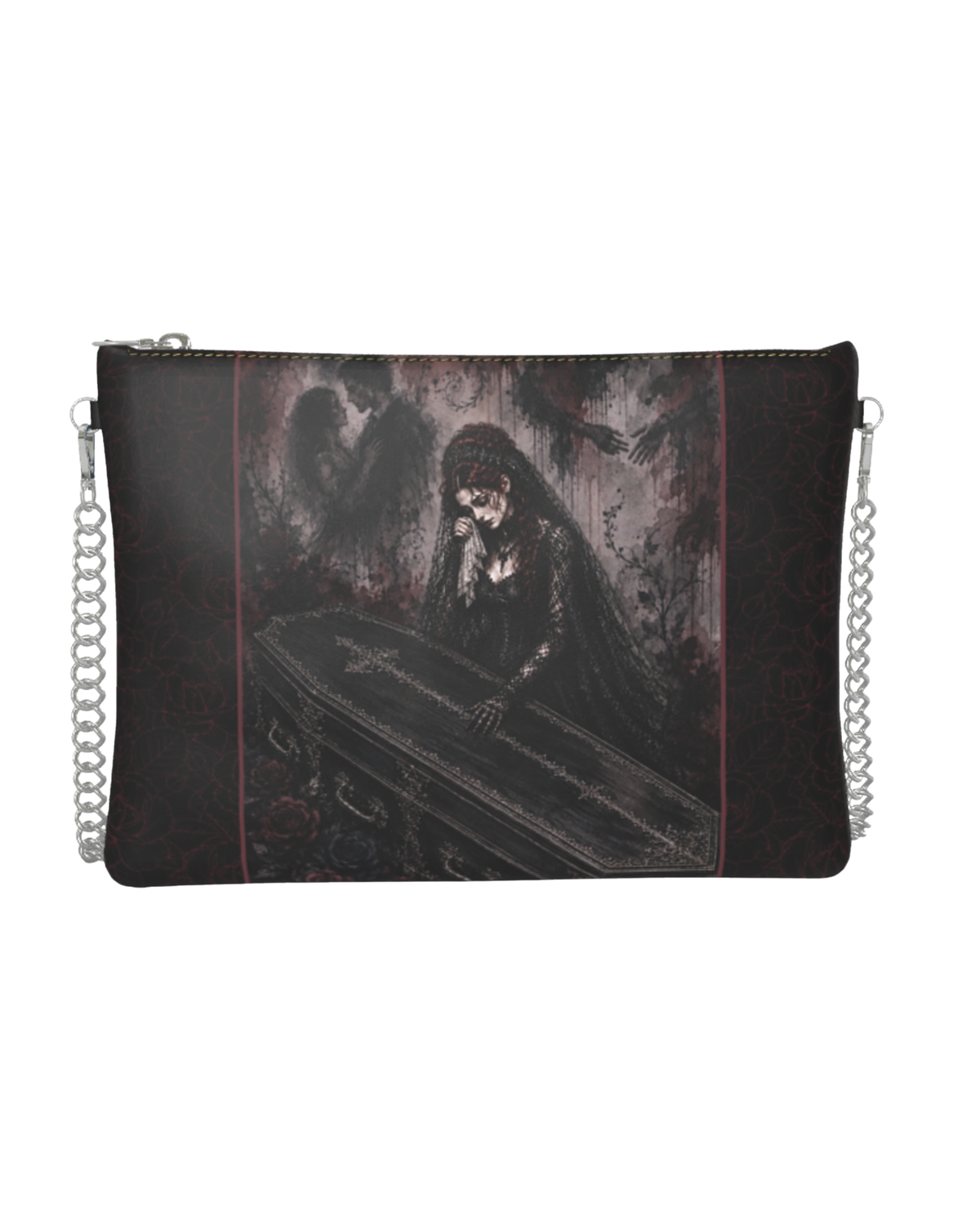 'Til Death Do Us Part Leatherr Crossbody Bag With Removable Chain