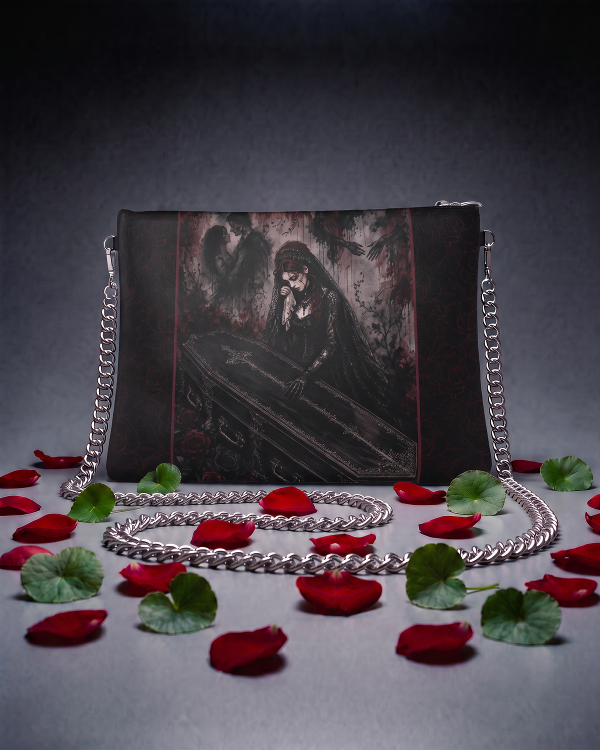 'Til Death Do Us Part Leatherr Crossbody Bag With Removable Chain