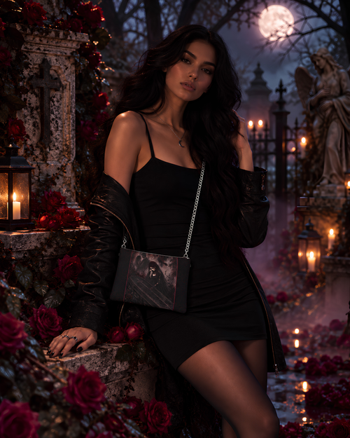 'Til Death Do Us Part Leatherr Crossbody Bag With Removable Chain
