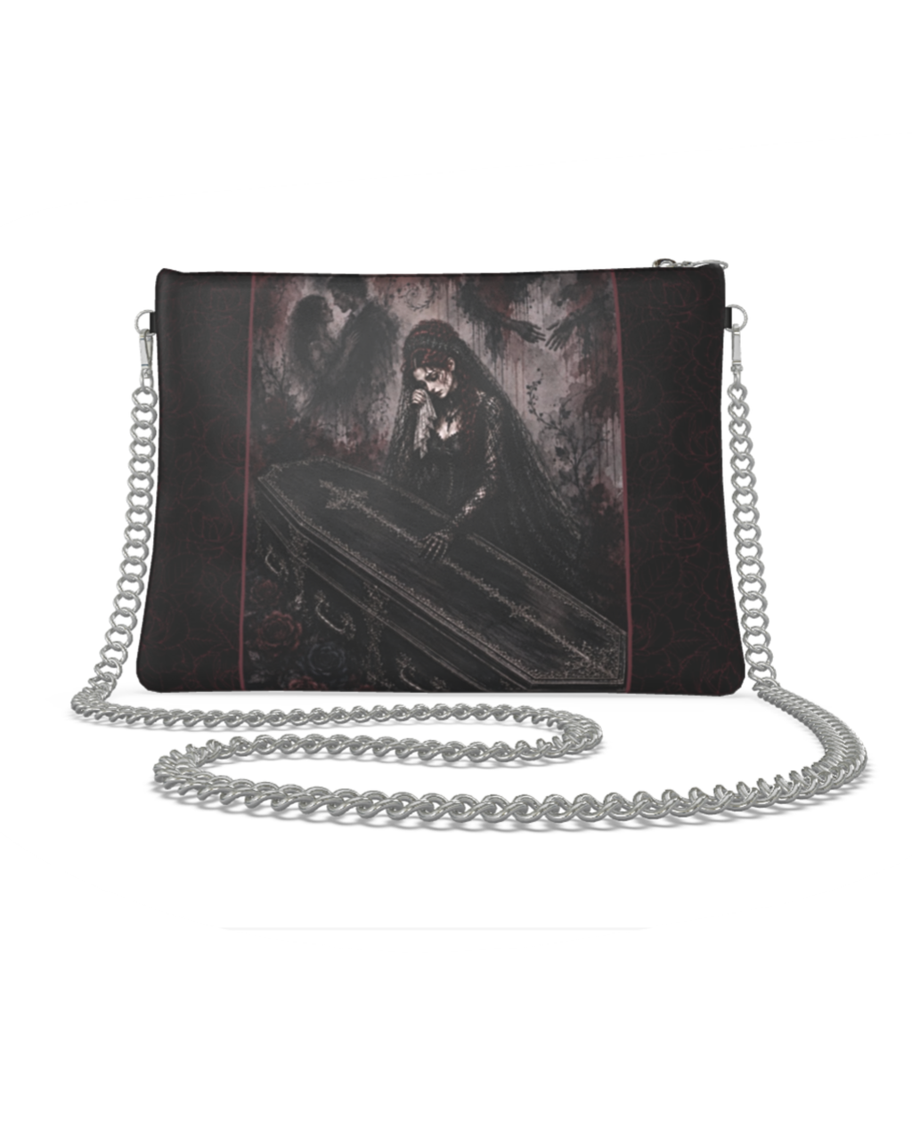 'Til Death Do Us Part Leatherr Crossbody Bag With Removable Chain