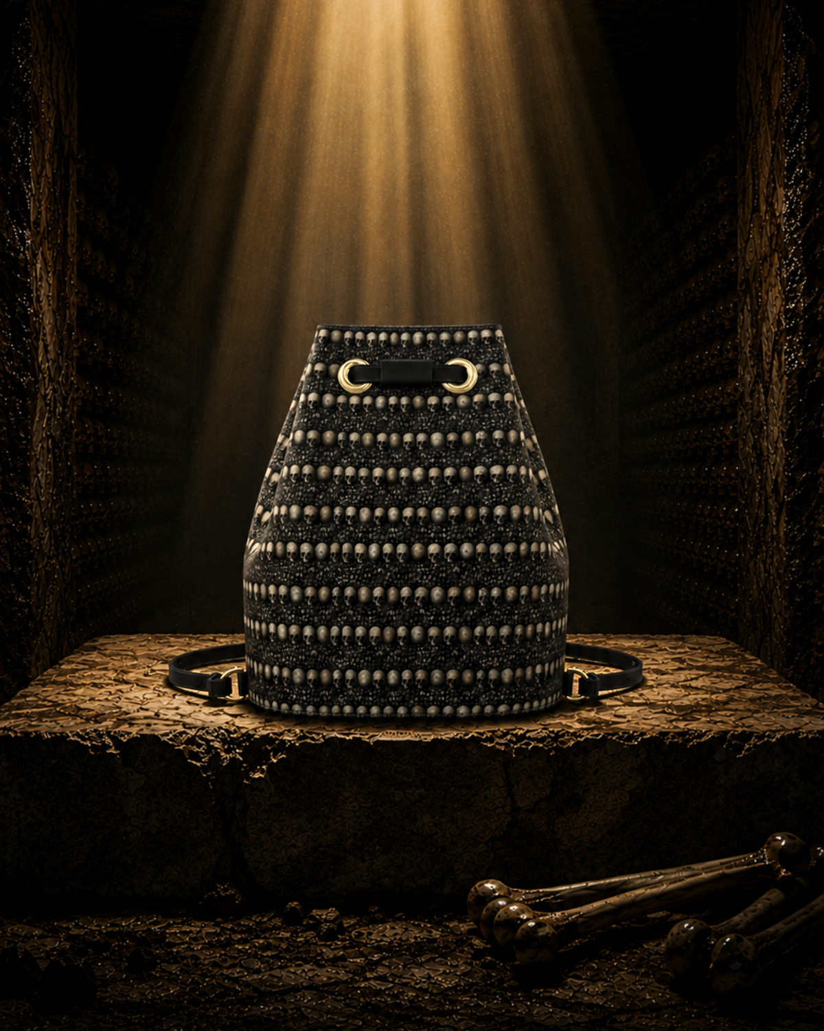 Limited Edition Whispers Beneath Paris Drawstring Leather Bucket Backpack