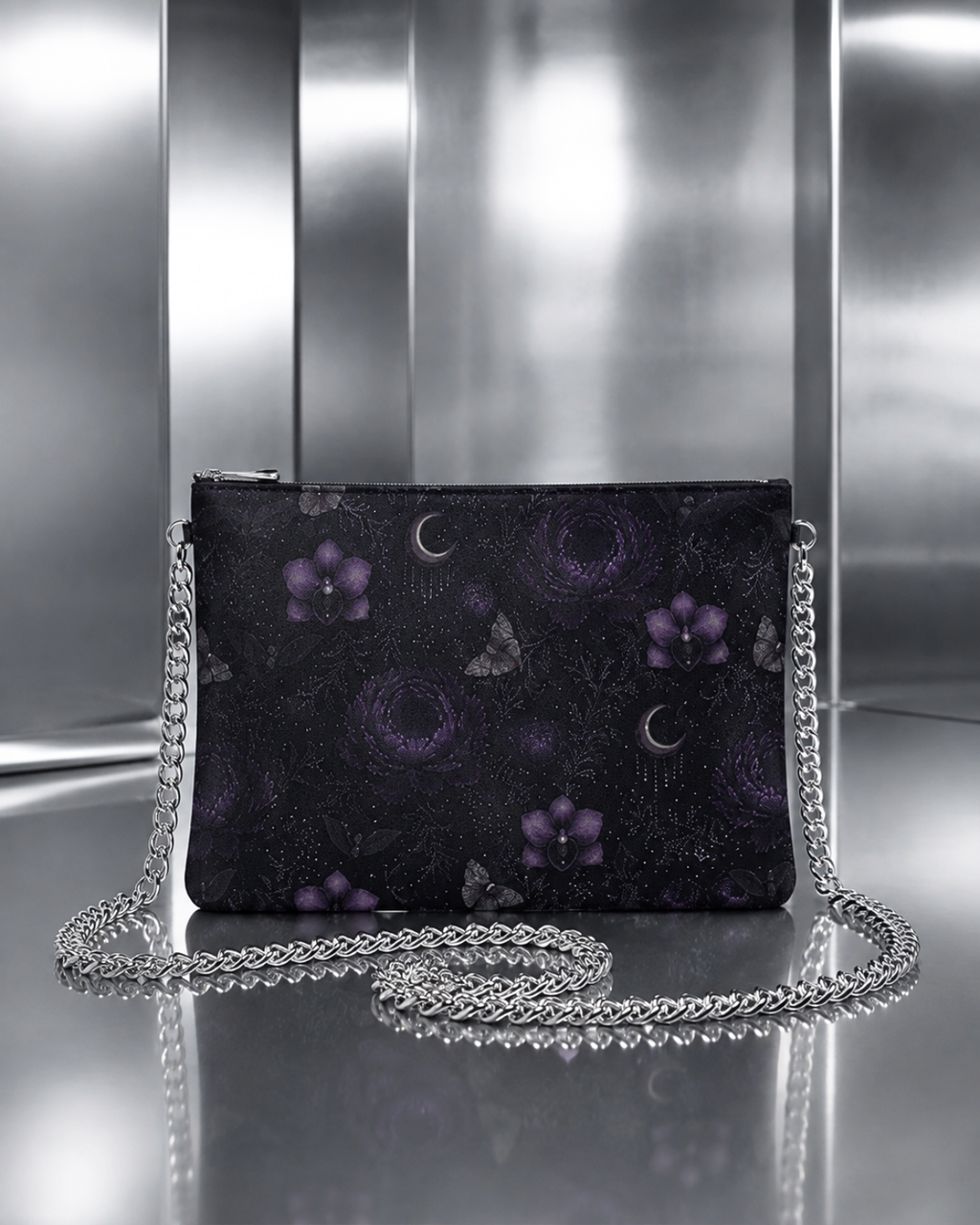 Eternal Nocturne Leather Crossbody Bag With Detachable Chain