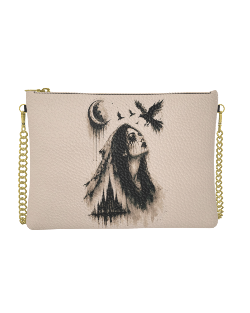 Widow's Watch Leather Crossbody Bag With Removable Chain
