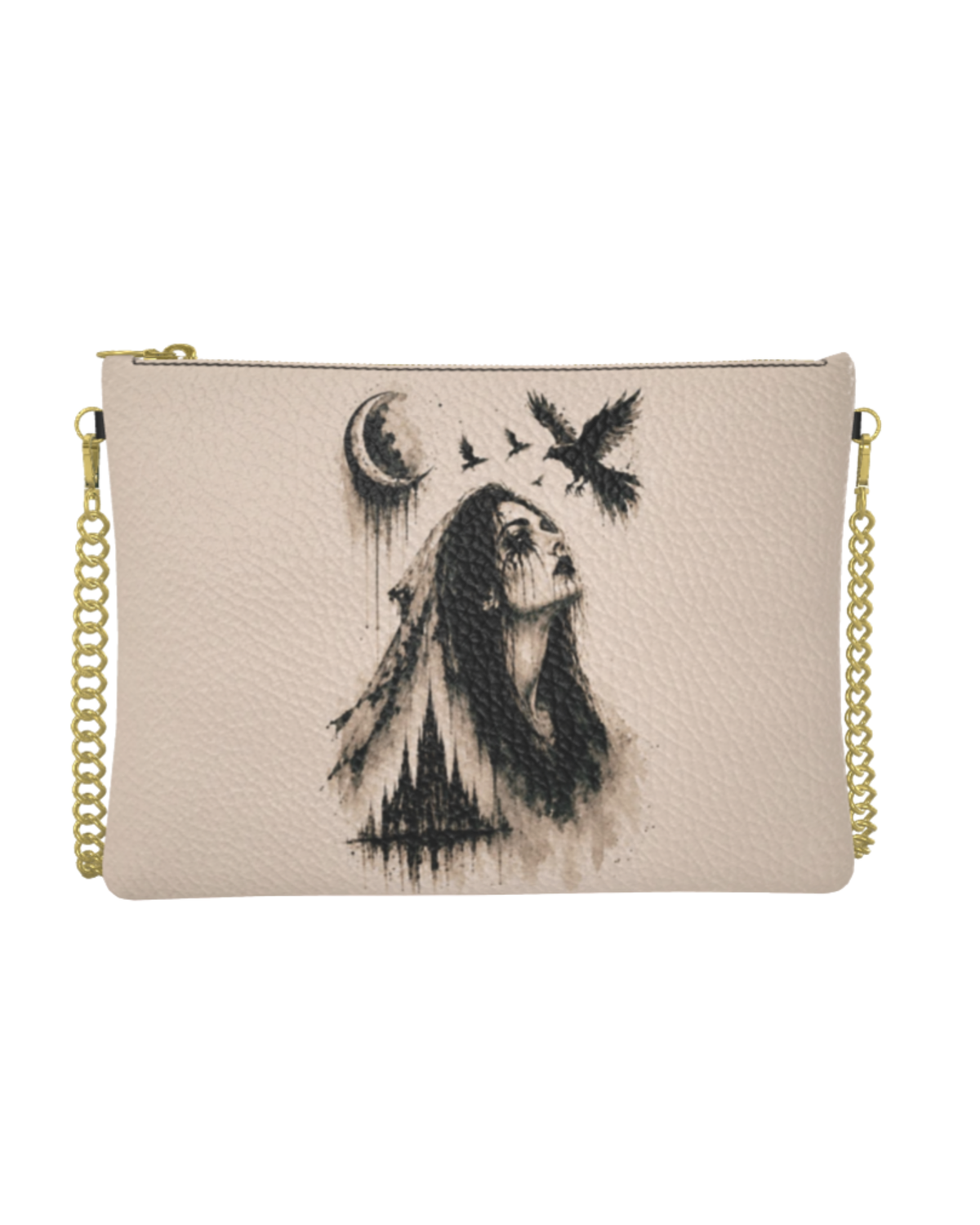 Widow's Watch Leather Crossbody Bag With Removable Chain