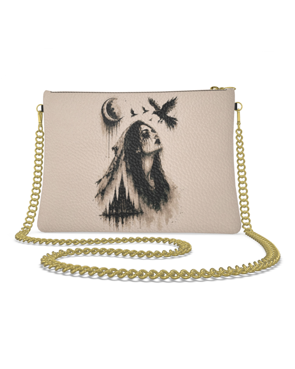 Widow's Watch Leather Crossbody Bag With Removable Chain